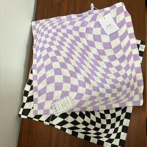 NWT // KJP Katherine Plumb Checkered Agnes Pillow Covers // Linen